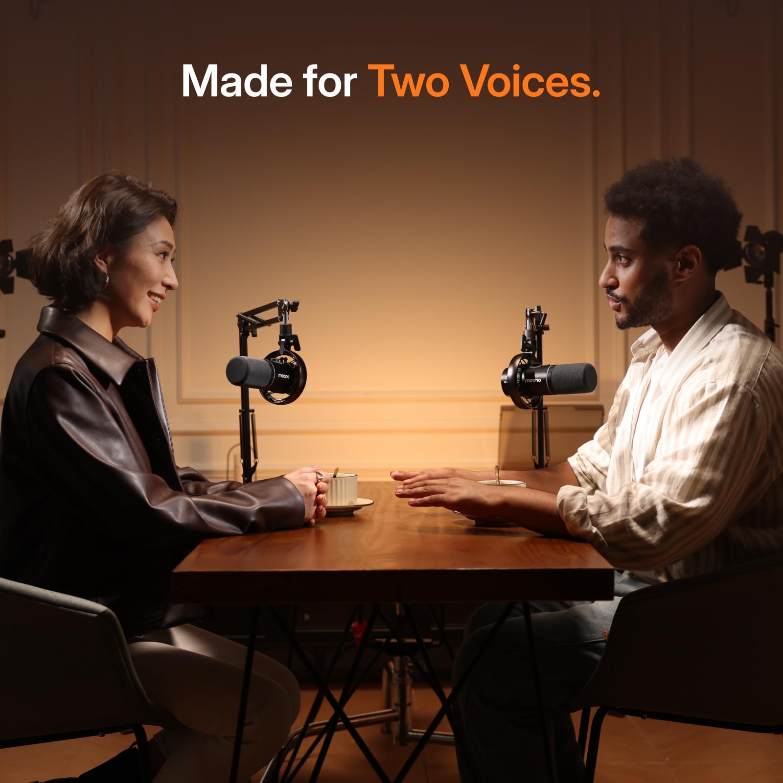MAONO PD200W Hybrid Wireless Podcast Equipment Bundle for 2, XLR USB Dynamic Microphone Kit with 2 Desktop Stand, for Co-hosted Podcast, Vocal Recording, Content Creation - Image 7
