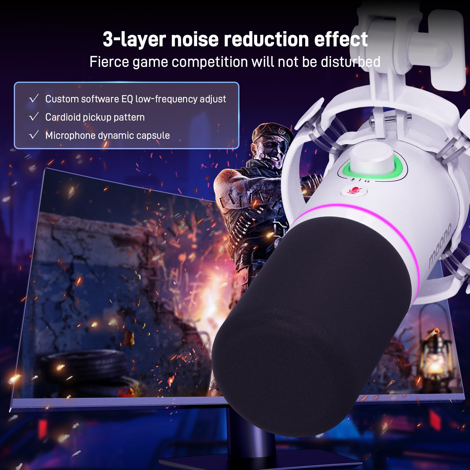 MAONO Podcast Equipment Bundle: Audio Interface and USB/XLR Dynamic Microphone-MaonoCaster G1 NEO+PD200XS White - Image 5