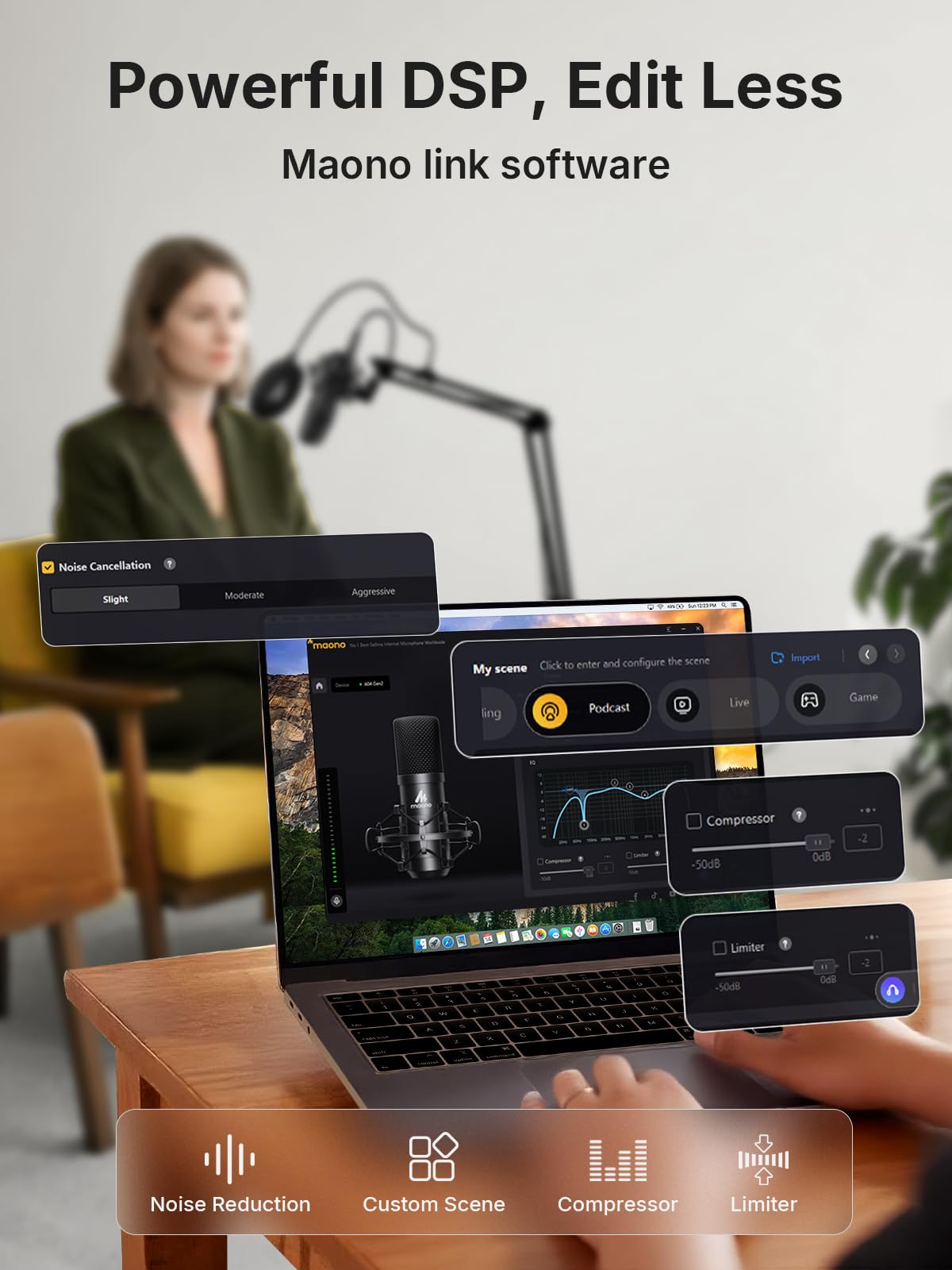 MAONO USB XLR Condenser Microphone, Podcast Equipment Bundle PC Computer with Software for Recording, Studio, Singing, YouTube (A04 Gen2+E2 Gen2+XLR Cable) - Image 4