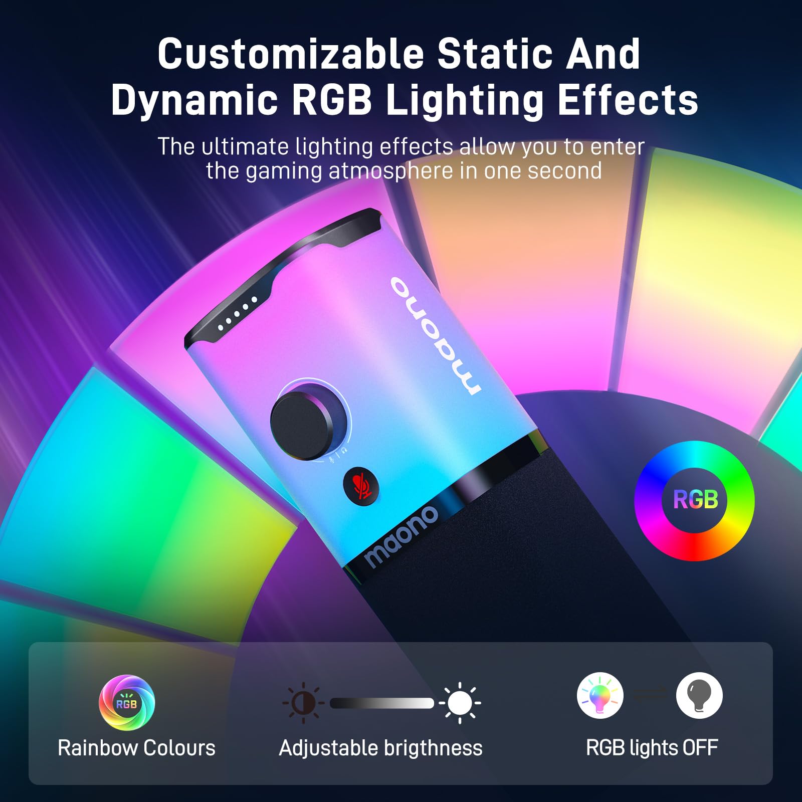 MAONO USB/XLR Podcasting Microphone for PC, Gaming Streaming Dynamic Mic with Mute Button, Software-RGB, Desktop Stand,Computer Mic for Video Studio Recording-PD100X,RGB - Image 4